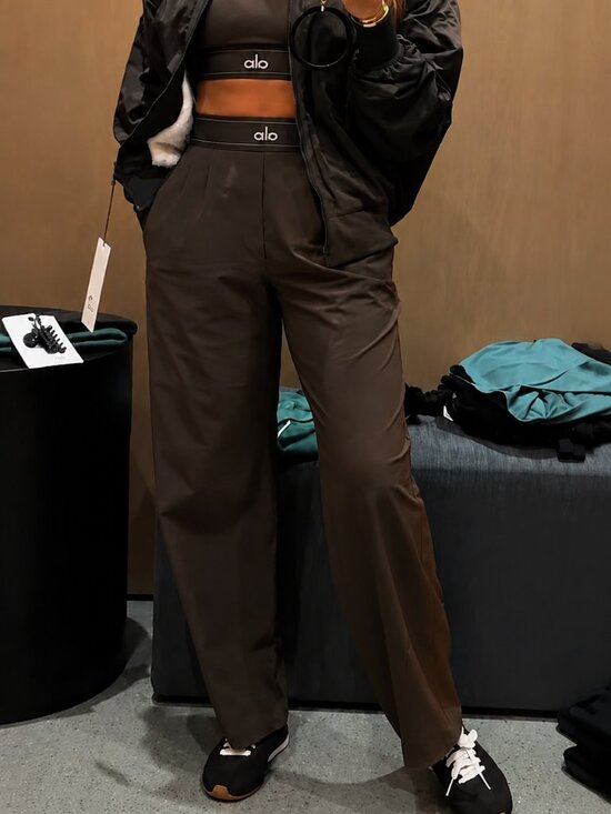 ALO Yoga Pants - Alo Yoga Suit Up Trouser Espresso Brown Wide Leg Neutral Pants NWT ✨30” Inseam